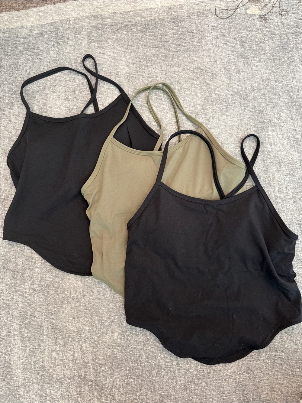 FP Movement Active Tanks (Bundle of 3) 2 Black & 1 Olive Top Built in Bra